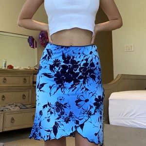 Paris Blues | Midi Floral Blue Skirt | Size:S